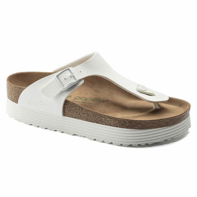 Birkenstock Papillio Platform Vegan Birko Flor Gizeh Dame Hvide | DK 443SGL